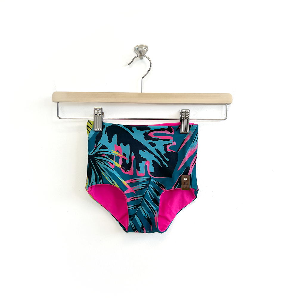 Kylie Swim High Waisted Bottoms - Island Party + Hot Pink