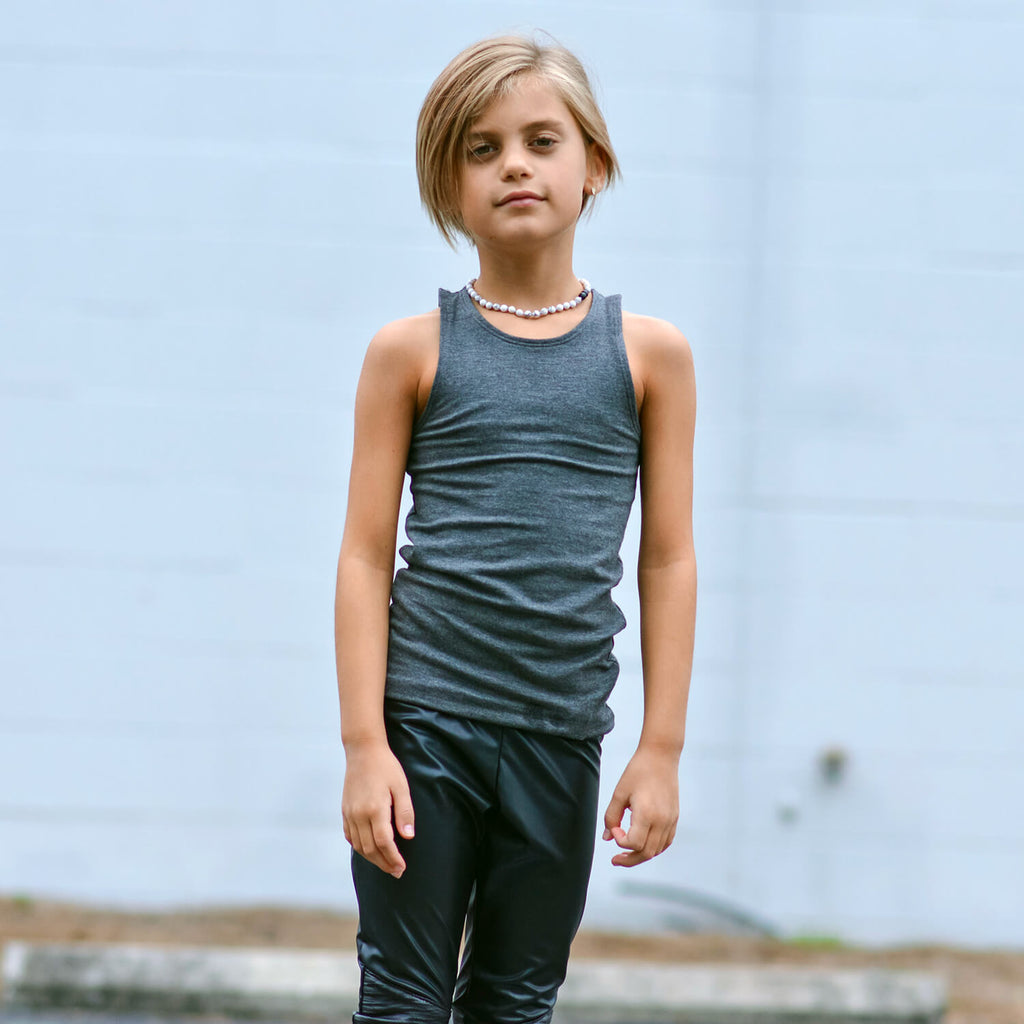 Mia Fitted Tank - Charcoal
