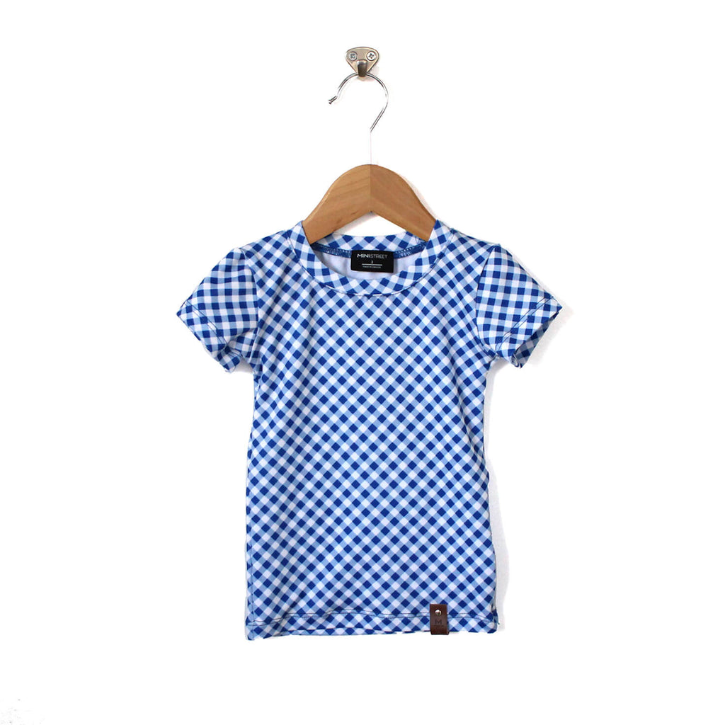 Mae Fitted Tee - Blue Gingham