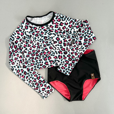 Hadley Rash Swim Top - Fushia Leopard
