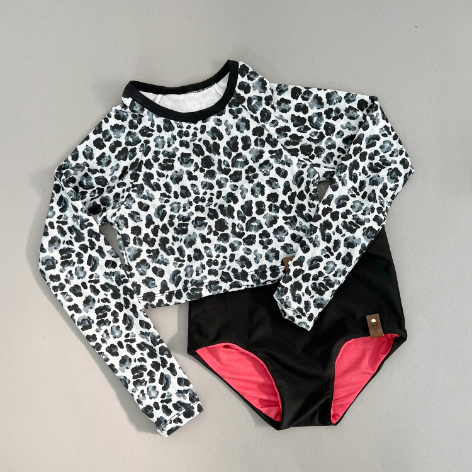 Hadley Rash Swim Top - Grey Leopard