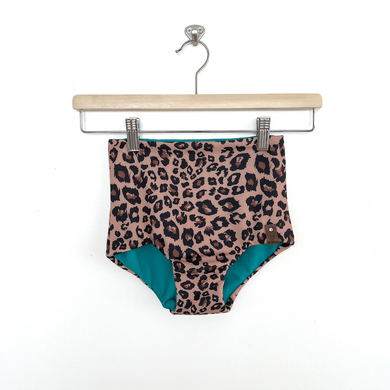 Kylie Swim High Waisted Bottoms - Leopard + Teal