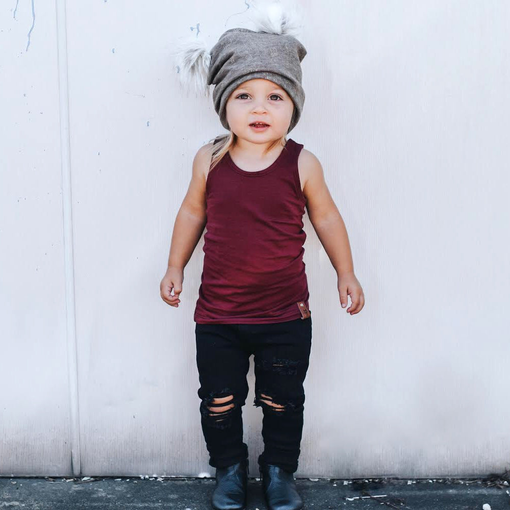 Mia Fitted Tank - Maroon
